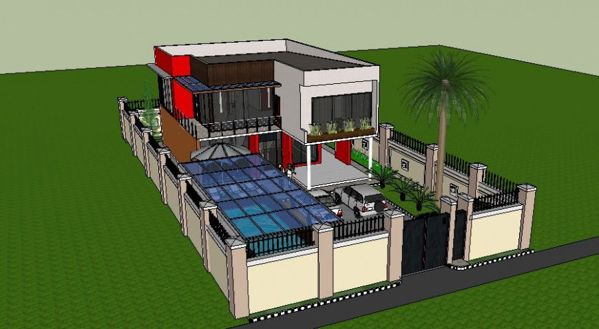 3d Modern House design sketch up file
