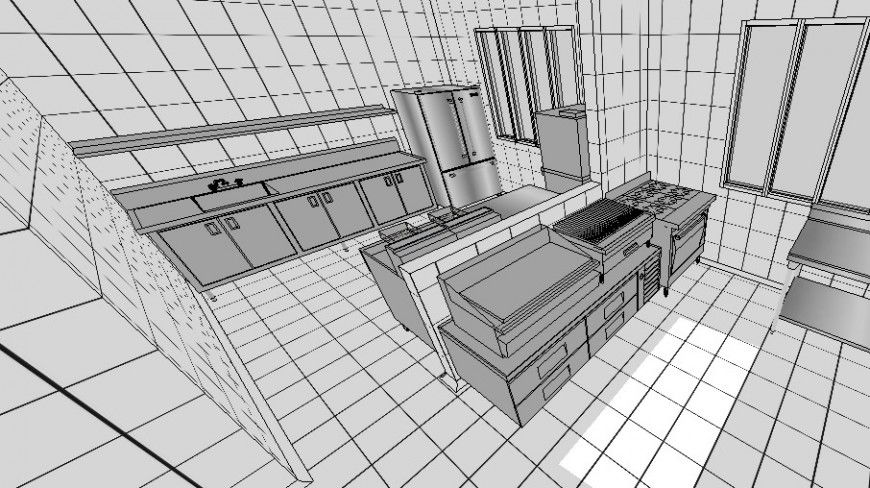3d Modular Kitchen design sketch up file