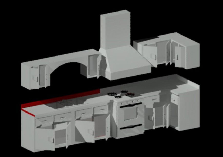 3d modular kitchen drawing cad file