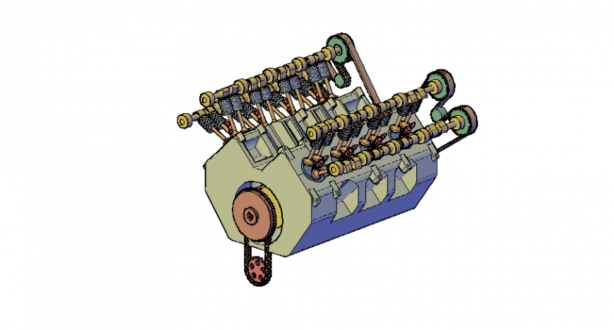 3D Motor V8 Grab detail dwg file