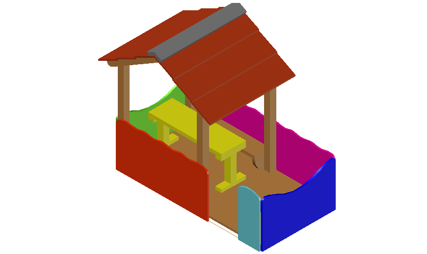 3d of cottage design dwg file