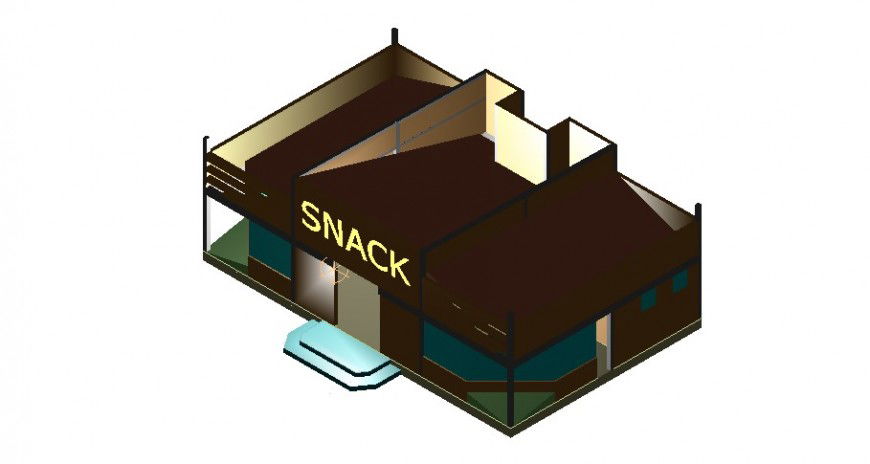 3D of snack restaurant in auto cad software