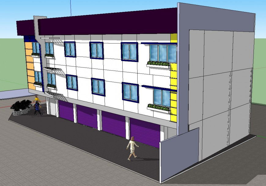 3d office building design sketch up file