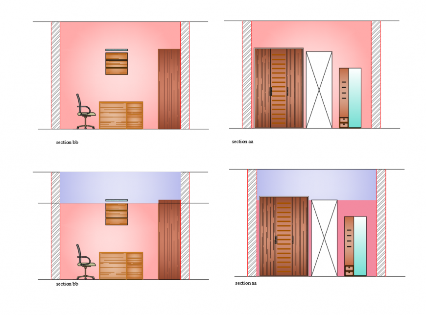 3d office cabin interior and furniture details dwg file