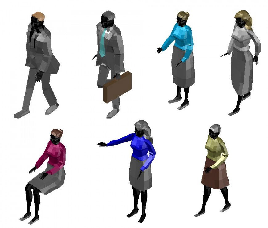 3d people model cad blocks dwg file