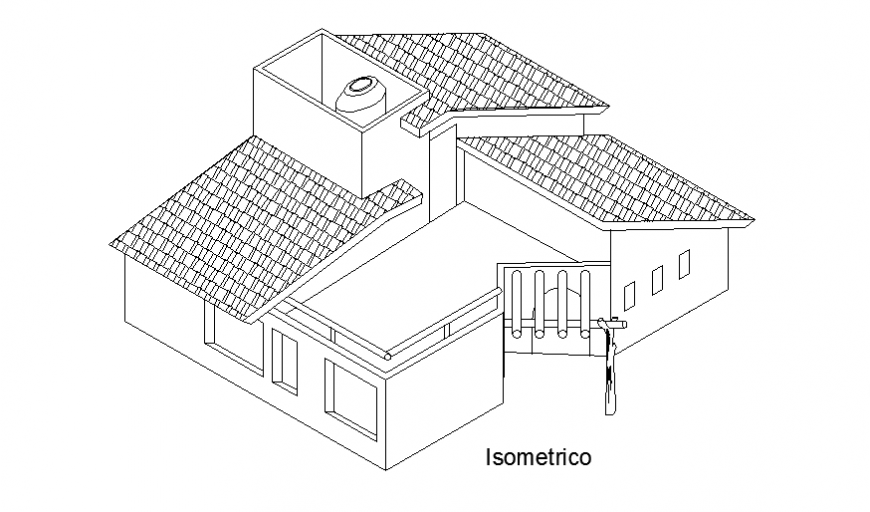 3D Perspective view design of cottage design drawing