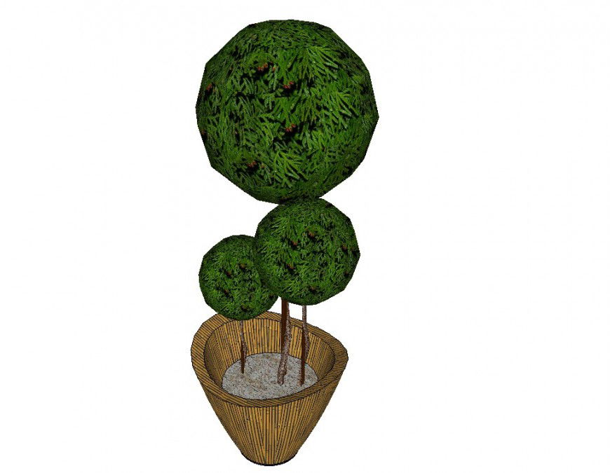 3D plant model front view detail dwg file