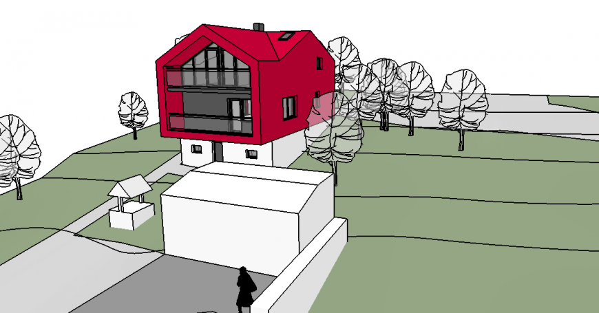 3d residence building design sketch up file