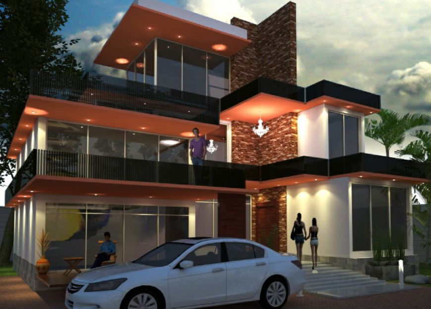 3d residence project detail skp file