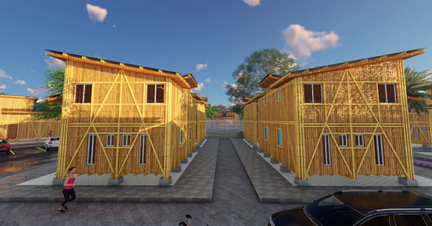 3D Side elevation view bungalow design drawing