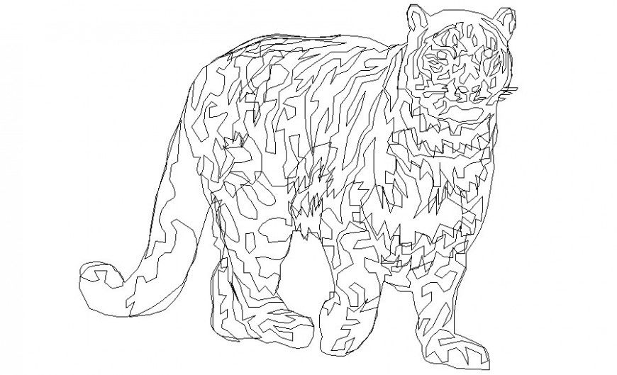 3d tiger animal blocks drawing in autocad software