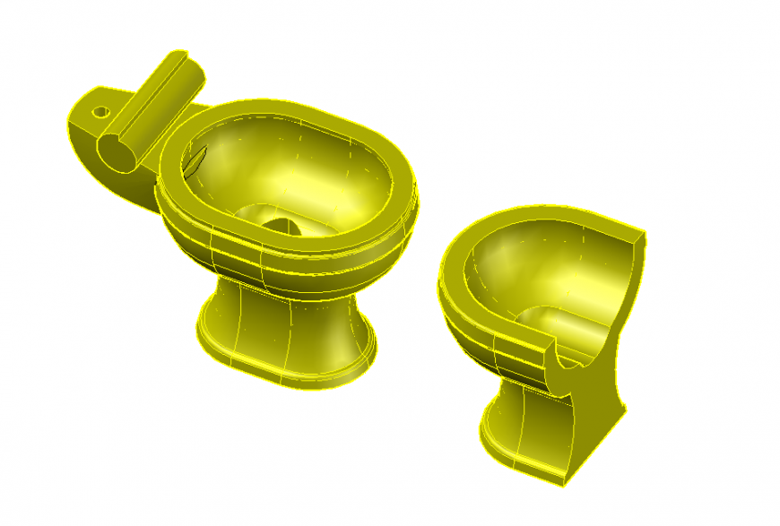3D Toilet W.C Block Design in Autocad file