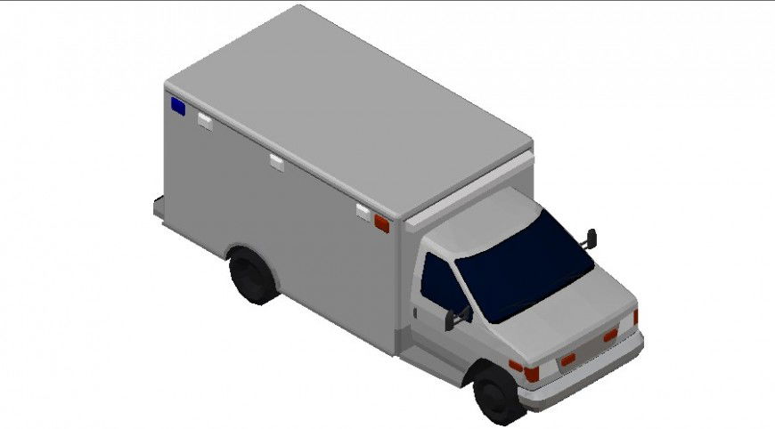 3d view of ambulance vehicle of hospital in auto cad
