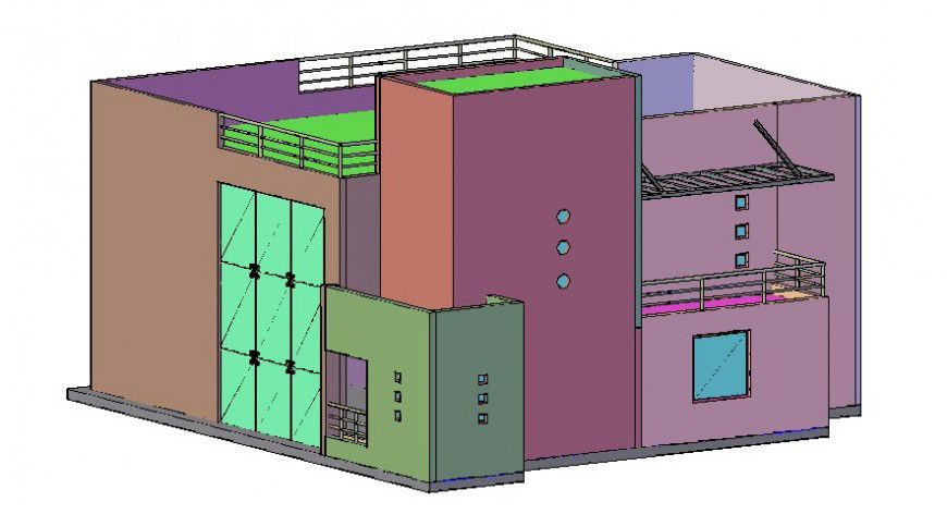 3D view of bungalow in AutoCAD file