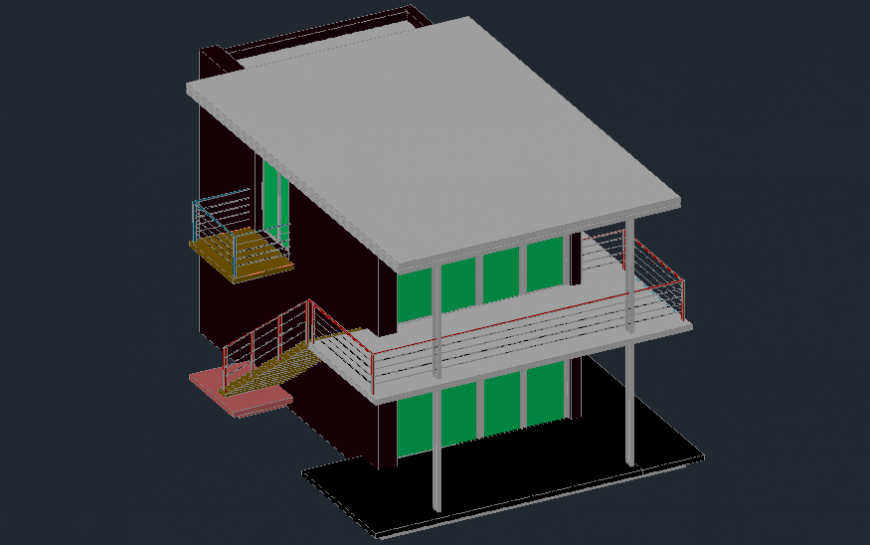 3d view of bungalows in AutoCAD software