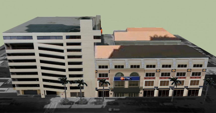 3d view of commercial building in sketch up file