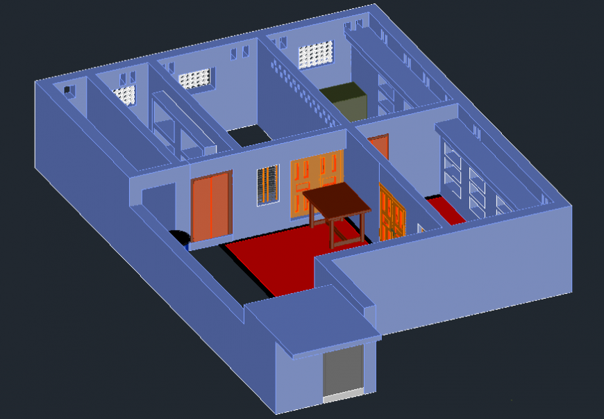 3d view of housing area in AutoCAD file