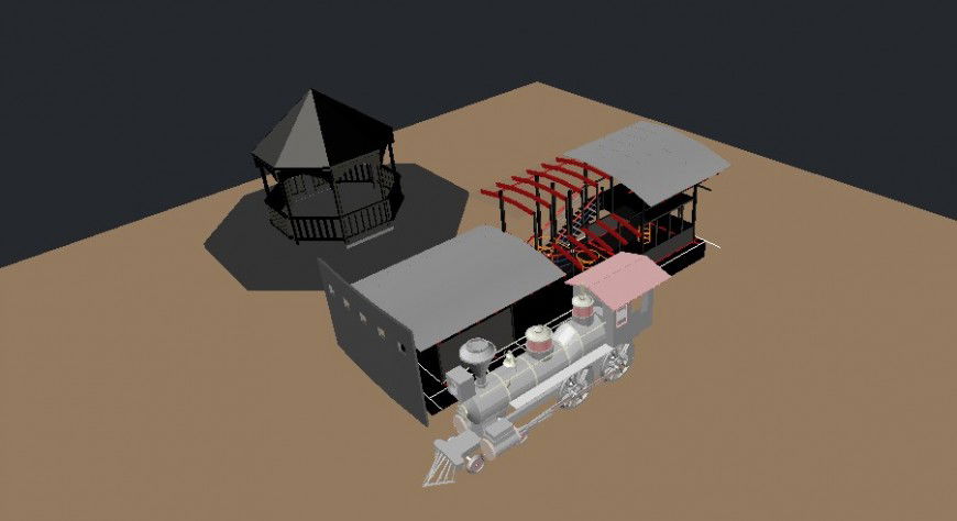 3d view of railway station in auto cad software