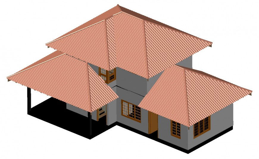 3d view of residence building in auto cad software