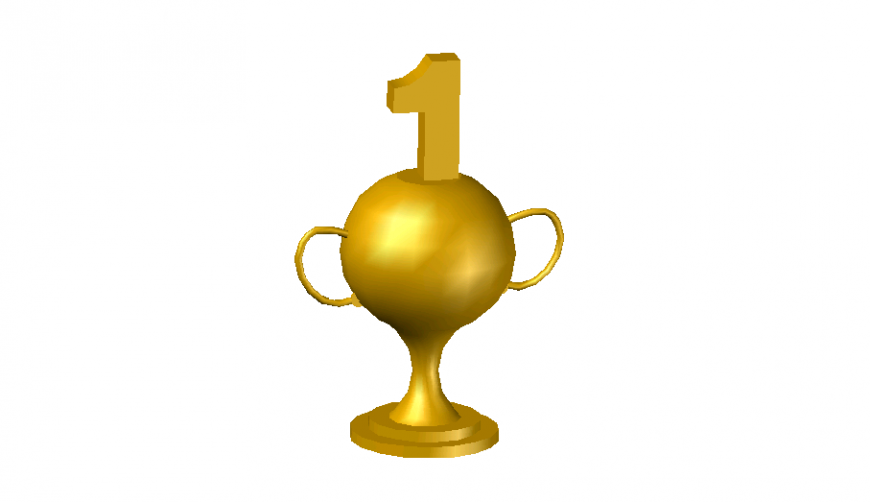 3d view of sport champion trophy in auto cad