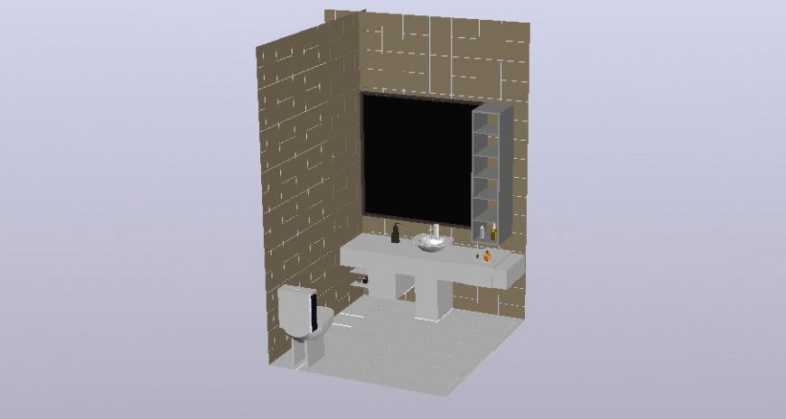 3d view of Washing area and toilet in auto cad