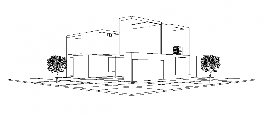 3D view Project of single family dwelling of 36m2 design drawing