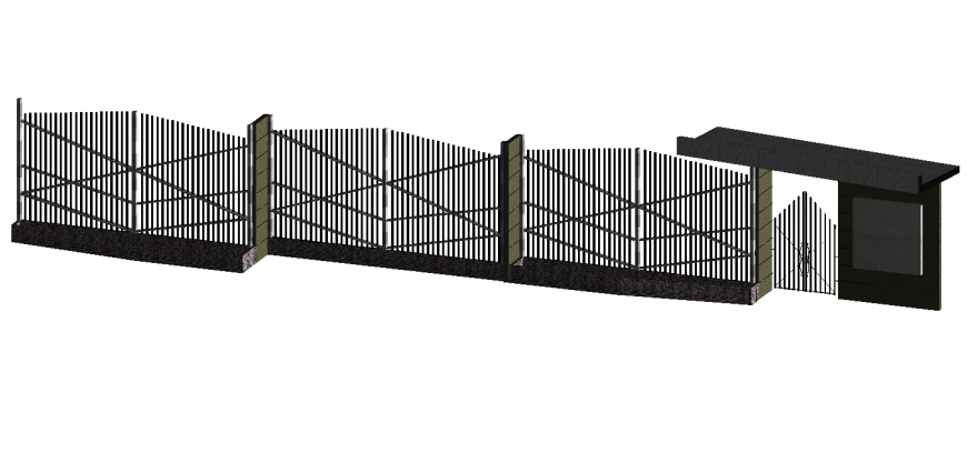 3d Wooden compound wall railing