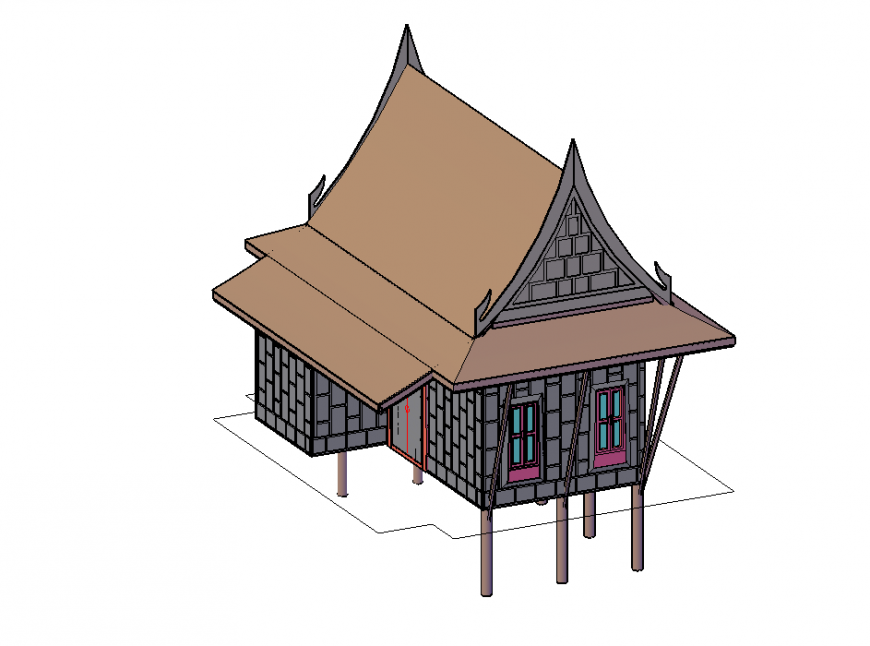 3D Wooden House Project detail