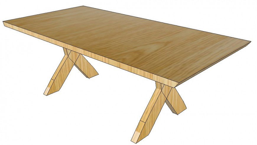 3d Wooden table design skp file