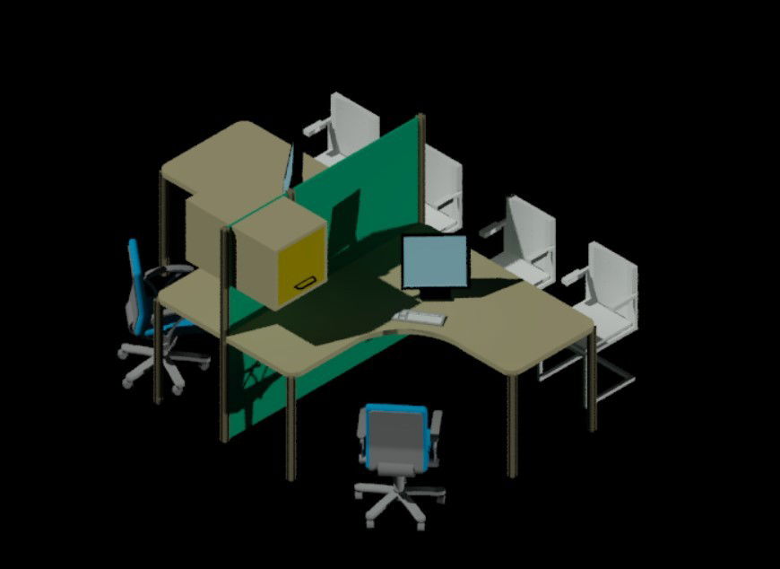 3d work station cad drawing dwg file