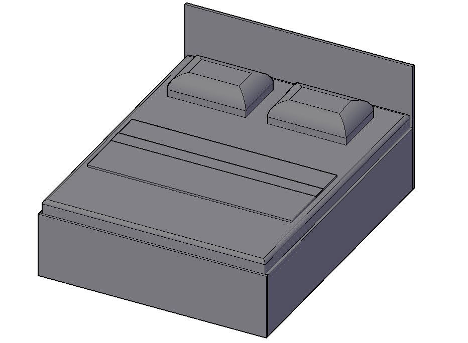3d bed design cad drawing is given in this cad file. Download this 2d cad file now.