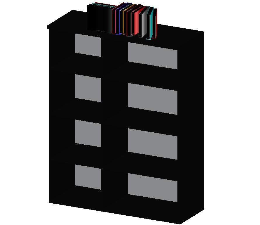 3d book shelf cad drawing is given in this cad file. Download this cad file now.