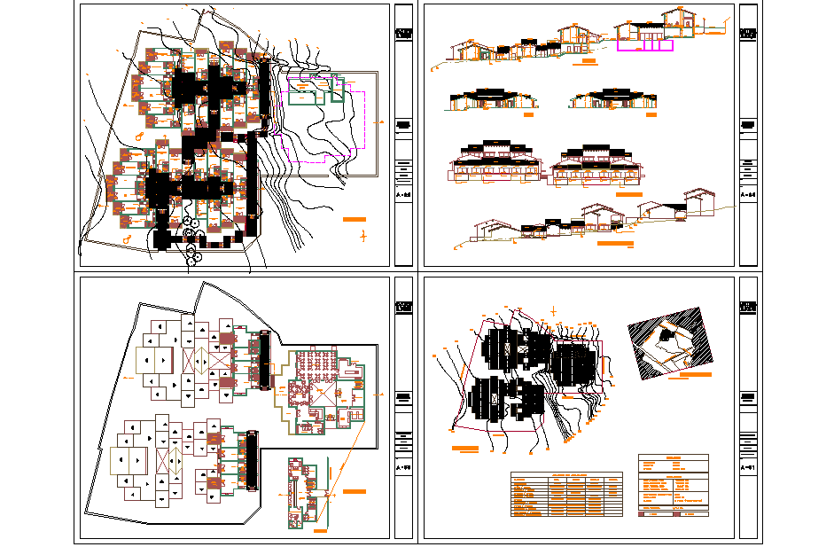 Modern Hotel Project DWG with Restaurant Layout Elevation and Section