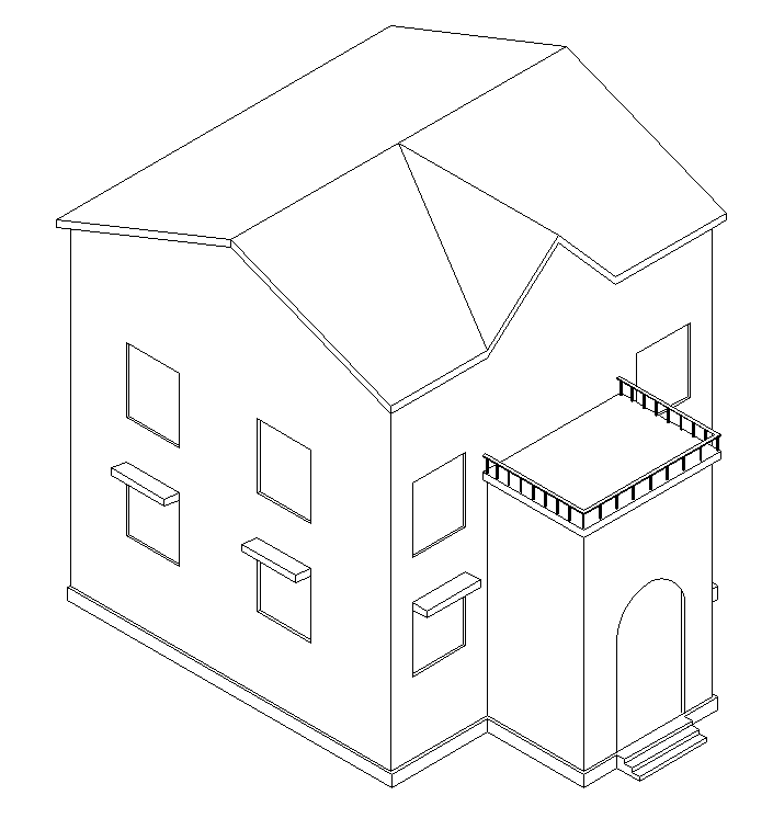 3d house design cad drawing is given in this cad file. Download this 3d cad drawing now.