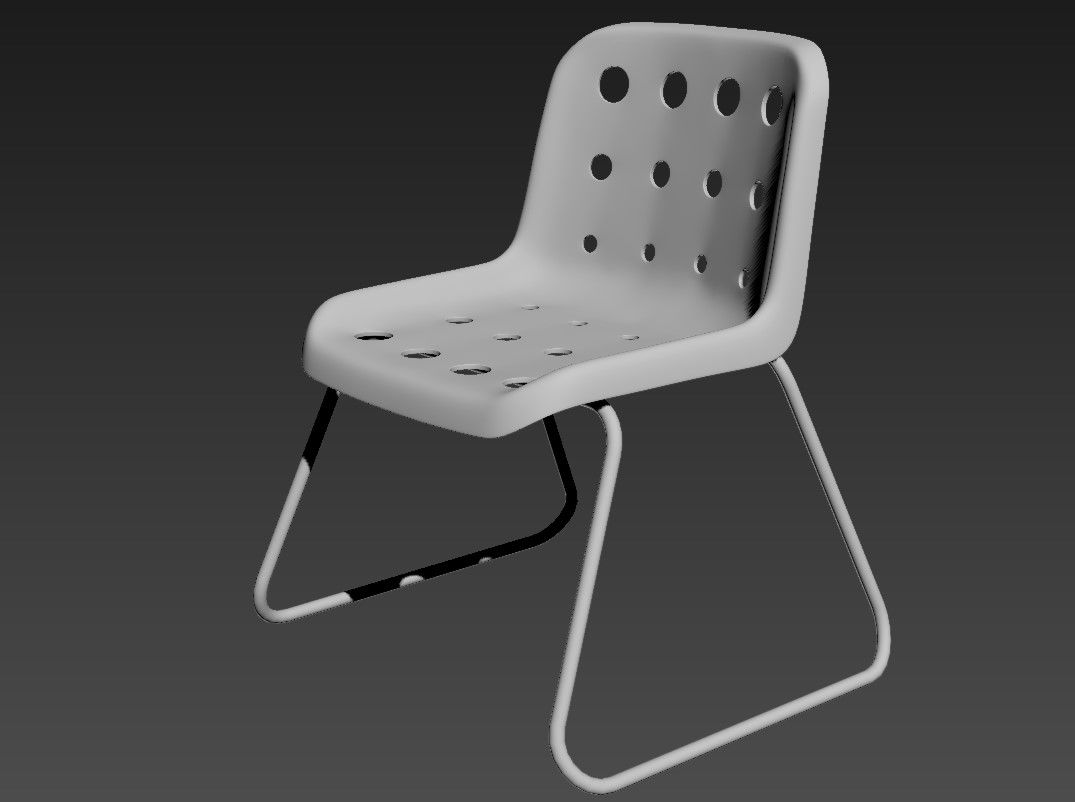 3ds Max Chair Design With Rendered Drawing