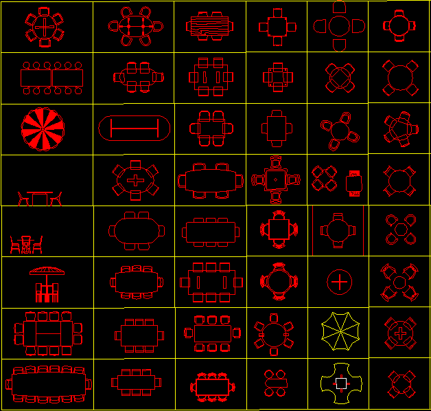 Dining Table CAD Blocks DWG with 2D Furniture Layout Designs