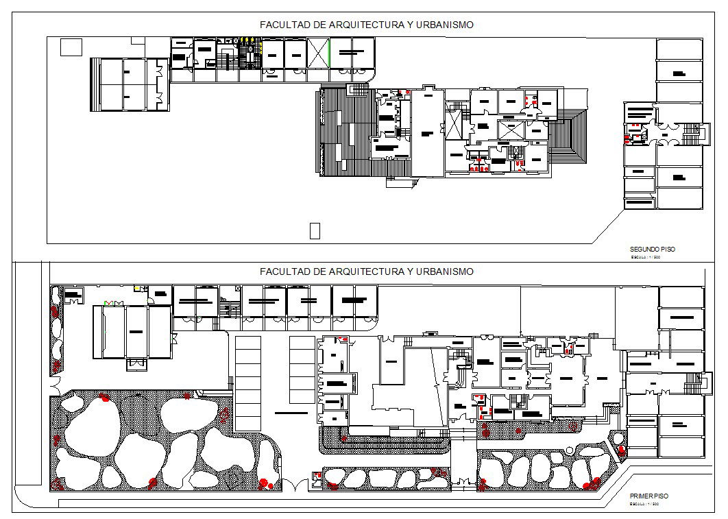 CAD Plan of College Layout with Detailed Garden Design