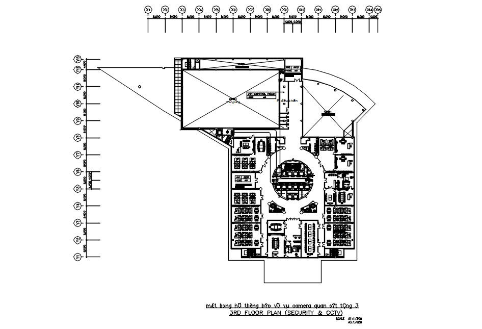 3rd floor plan of security & CCTV in detail AutoCAD drawing, dwg file, CAD file