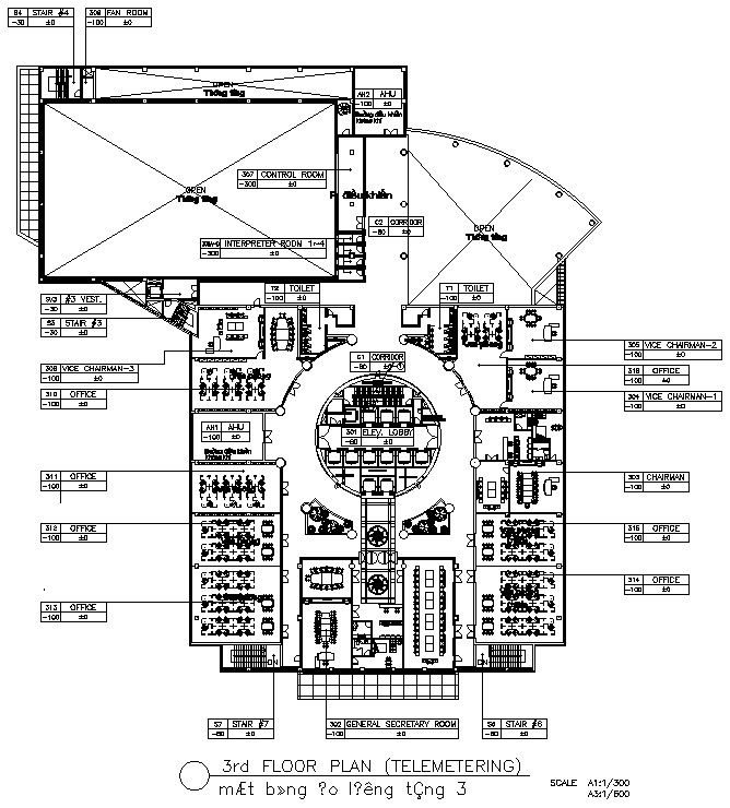 3rd floor plan of telemetering in AutoCAD 2D drawing, dwg file, CAD file