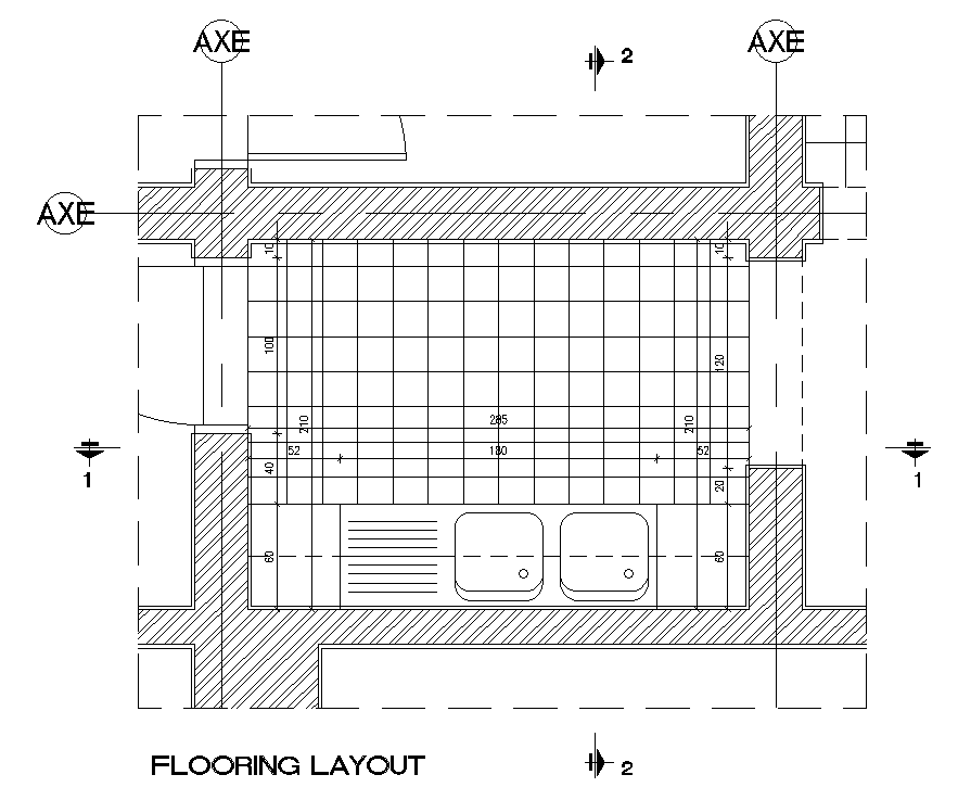 3x2m kitchen floor plan AutoCAD drawing is given in this file