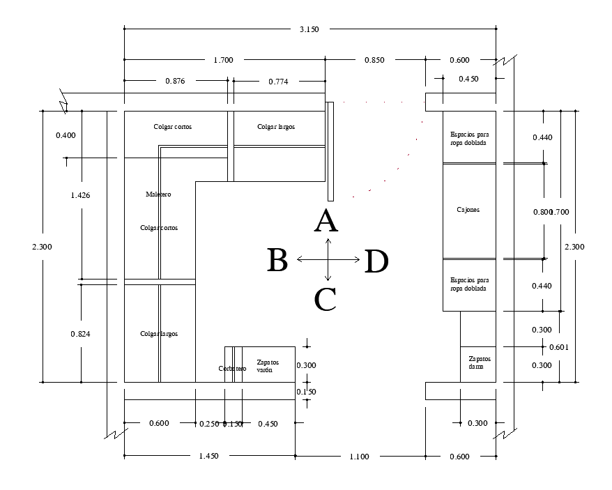 3x3m Wardrobe Elevation AutoCAD DWG Plan for Architects and Designers