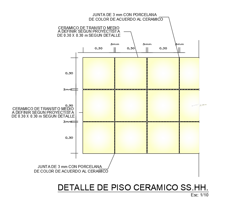 3’x3’ toilet floor plan is given in this AutoCAD drawing model. Download now.
