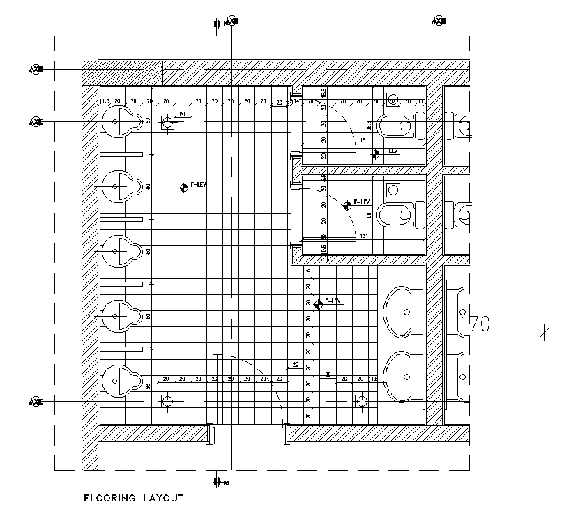 3x4.5m bathroom flooring layout AutoCAD drawing