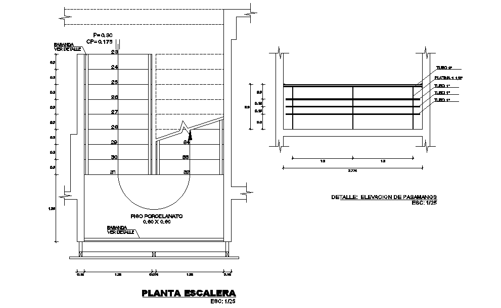 3x4m staircase plan is given in this Autocad drawing file.Download now.