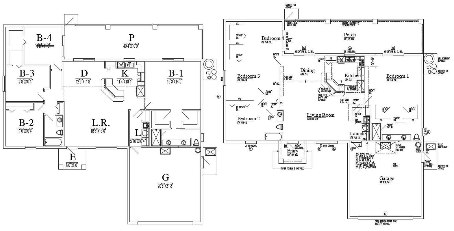 4 BHK Residential Bungalow Design AutoCAD Plan