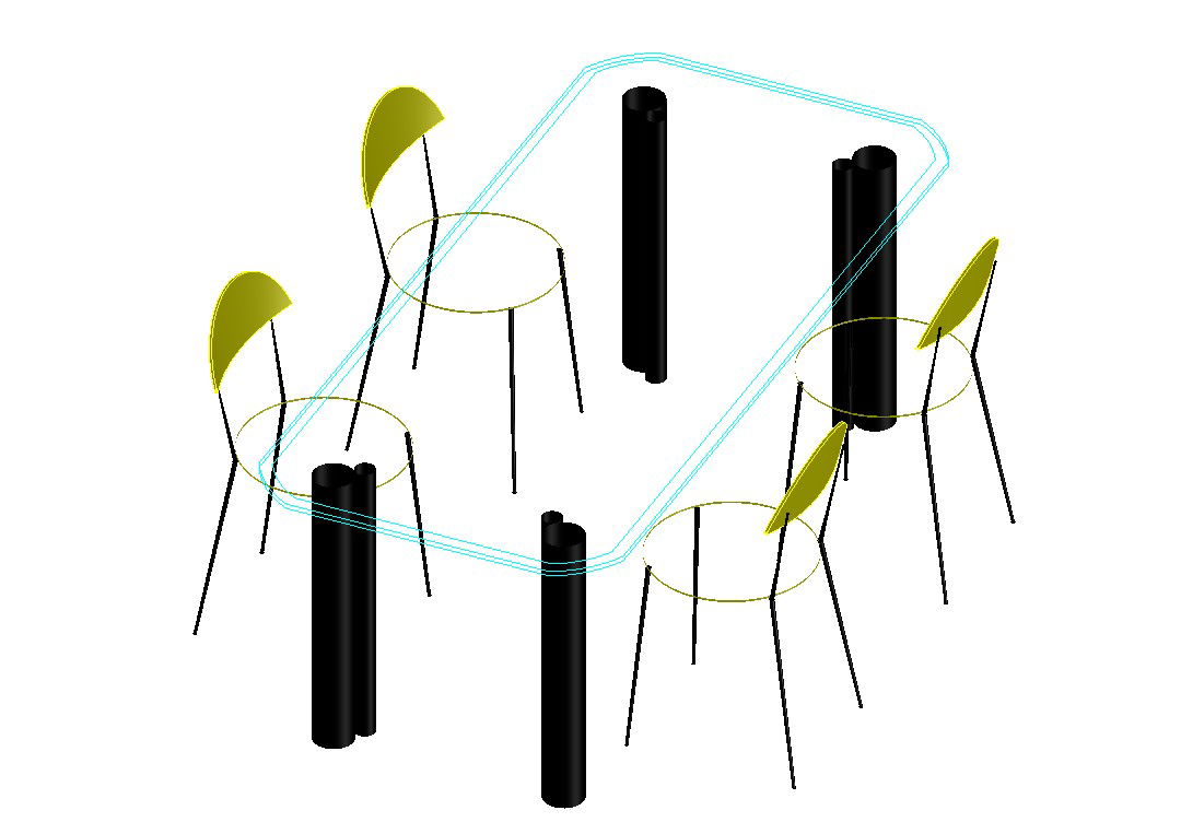 DWG File of 4 Seater Dining Table CAD Blocks Design