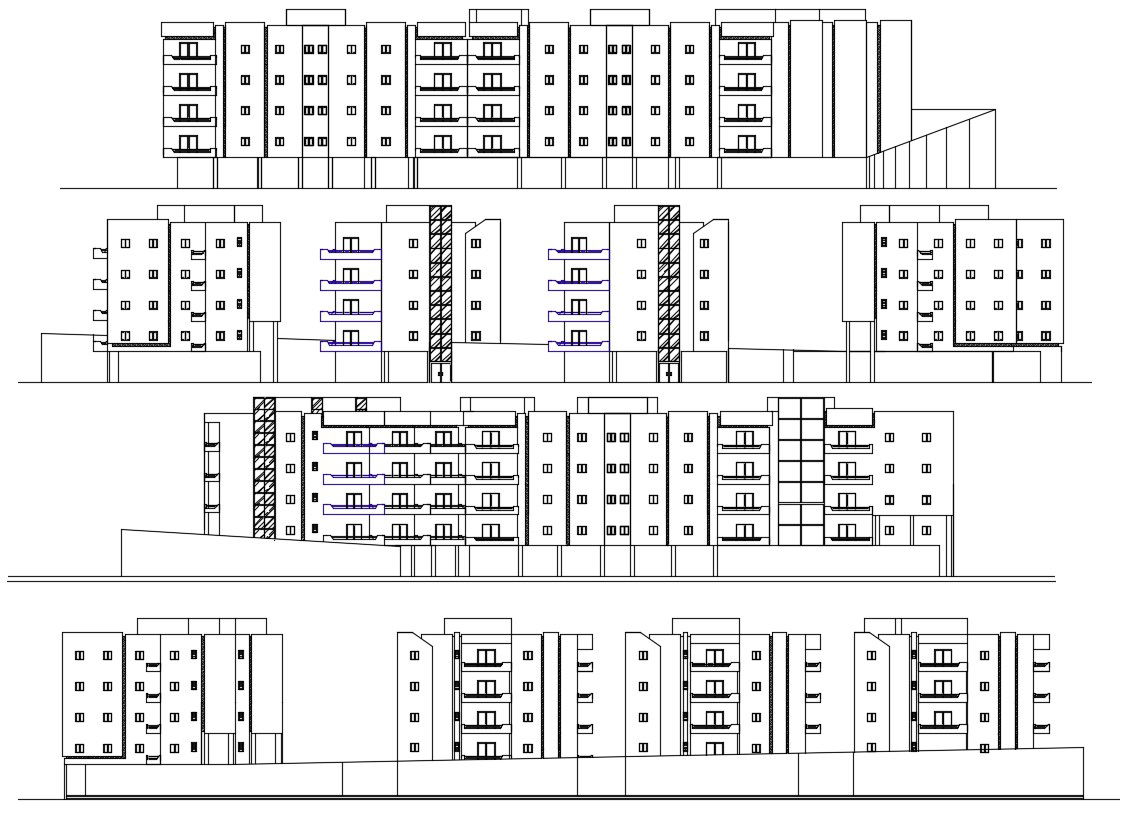4 Storey Apartment Building Elevation Design DWG File