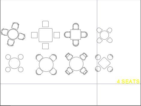 4 Seater Dining Table AutoCAD DWG Block for Layout