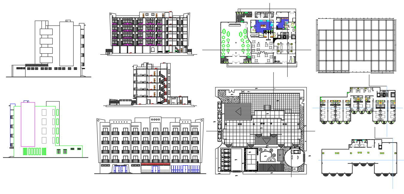 4 star hotel plan project for AutoCAD File