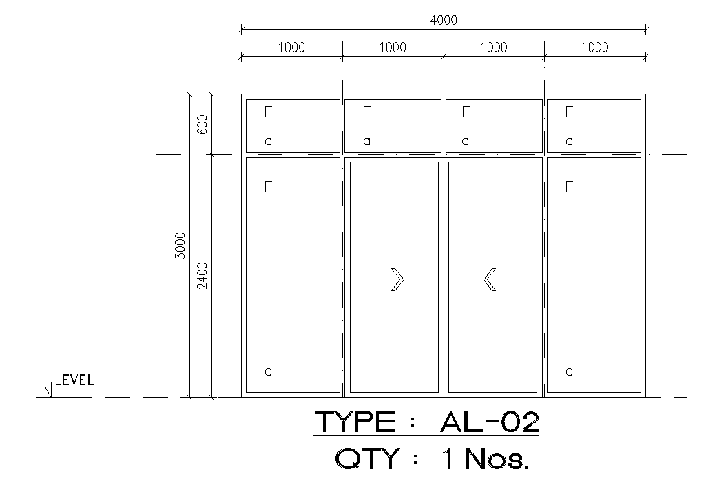 4000x3000mm sliding door drawing is given in this AutoCAD file
